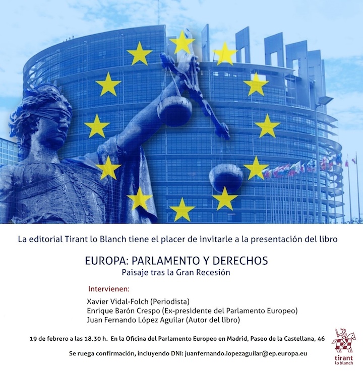 Presentación del libro ''Europa, Parlamento y Derechos''; lunes 19 febrero, 18:30 en Castellana 46, Madrid