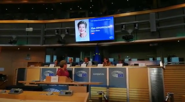  Intervención en el ''hearing'' de la Comisaria Europea nominada de Interior y Migraciones, Ylva Johansson.